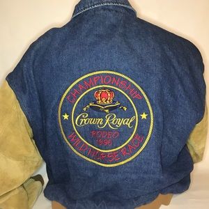 Crown royal denim two toned jacket leather sleeves